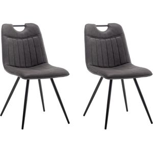 Furnihaus Eetkamerstoel Leon Microvezel Antraciet Set van 2