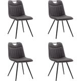 Furnihaus Eetkamerstoel Leon Microvezel Antraciet Set van 4