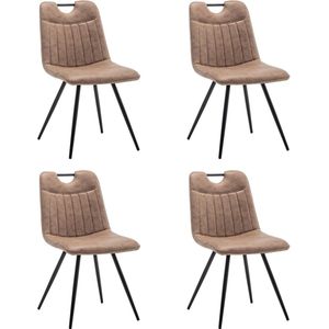 Eetkamerstoel Leon Microvezel Taupe Set van 4