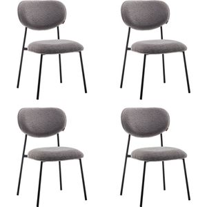 Furnihaus Eetkamerstoelen set van 4 - Amalia - Teddy Grijs - Stof