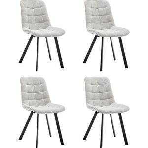 Furnihaus Eetkamerstoelen set van 4 Felix Boucle Wit grijs