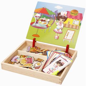 Educatief Speelgoed Puzzels Tekentafel Wodden Dressing Jigsaw Meisjes Magnetische Prinses