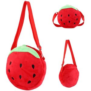 Aardbei Ronde Pluche Tas Baby Speelgoed Schooltas Kids Outdoor Travel Pack Student Kleuterschool Zachte Rugzak Kinderen Lunch Zakken