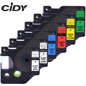 CIDY 6pcs 12mm Gemengde 45010 45013 45016 45017 45018 45019 voor Compatibel Dymo D1 Label Tape VOOR DYMO LM160 LM280 DYMO PNP