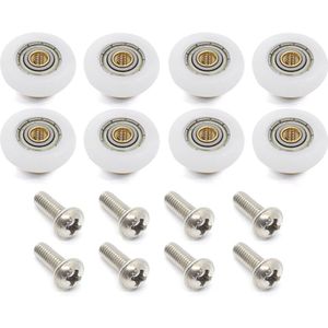 1Set/8Pcs Doucheruimte Katrol Badkamer Glazen Schuifdeur Wielen Nylon Koper Roller Opknoping Ronde