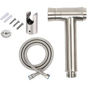 Een Sleutel Drukt Dubbele Functie Badkamer Wc Bidet Kraan Kit Rvs Geborsteld Bidet Sproeier Set Mount Op Tank Of muur