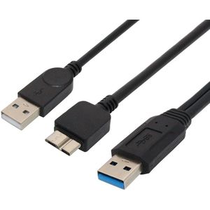 Dual USB 3.0 Type A naar Micro-B USB Y Vorm Hoge Snelheid Kabel voor Externe Harde Schijven/S-eagate/Toshiba/WD/Hitachi/Samsung/Wii-U