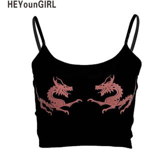 HEYounGIRL Tank Top Draak Gedrukt Crop Tee Shirt Tube Tops Sexy Naadloze Bandeau Mouwloze Wrap Borst Zwart Party Bra Clubwear