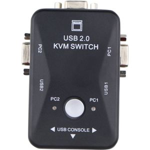 2 In 1 Out Usb 2.0 Vga Kvm Switch Box 2-Poort Pc Monitor Schakelaars Box Adapter Voor Computer toetsenbord Muis Monitor Plug En Play