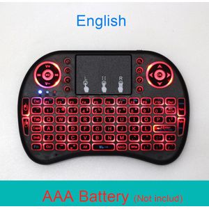I8 Mini Draadloze Toetsenbord 7 kleur Backlit Russisch Spaans Frans 2.4G Draadloos Toetsenbord Air Mouse Touchpad Handheld voor TV doos H6
