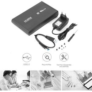 3.5in Harde Schijf Doos Sata Naar USB3.0 Aluminium Hdd Case Eu/Us Plug Externe Harde Schijf Behuizing Met usb Kabel Voor Computer