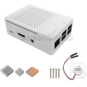 ! ABS Zwart/Wit Case Cover Behuizing Doos + Heatsinks Heatsinks + Koelventilator voor Raspberry Pi 3 B +/3 B/2 B