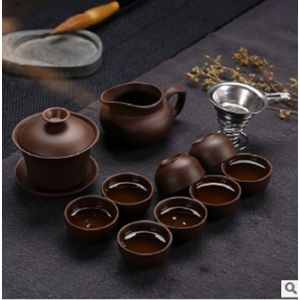 Keramische Yixing paars zand Kung Fu thee set een theepot acht kopjes thee theepot en kopje thee pak