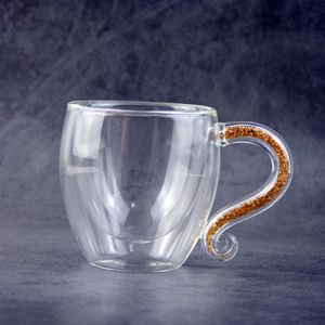 Koffiemok Kristalglas Cup Luxe Dubbele Lagen Melk Cup Thee Waterfles Bergkristallen Drinkware H1124