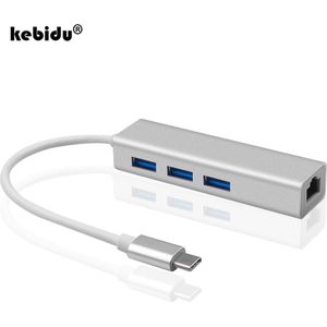 3 Poorten Usb 3.0 Hub Type C Naar RJ45 Gigabit Ethernet Netwerkkaart Adapter 1000Mbps USB-C USB3.0 Hub Splitter voor Macbook Pro