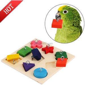 Huisdier Educatief Speelgoed Papegaai Interactieve Training Kleurrijke Houten Blok Vogels Puzzel Levert Diy Speelgoed Accessoires