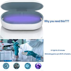 Uv Sanitizer Smartphone Sterilisator Ultraviolet-Schoon Sanitizer Box Case Telefoon Schoner Uv & Ozon Ontsmetter Aromatherapie Draadloze