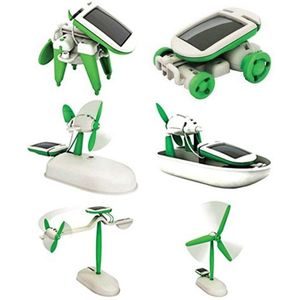 6 In 1 Solar Speelgoed Educatief Solar Kit Power Robot Kit Diy Monteren Gadget Vliegtuig Boot Auto Trein Model Wetenschap Voor Kids