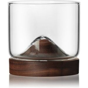 Whiskey Glas Kleine Glas Japanse Stijl Mountain Houten Bodem Wijnglas Originaliteit Creatieve Verdikking Glas Walnoot