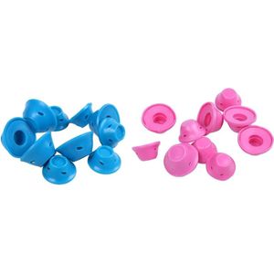 20 Pcs Zachte Rubberen Magic Hair Care Rollers Siliconen Haar Krultang Geen Warmte Haar Styling Tool, 10 Pcs Blue & 10 Stuks Roze