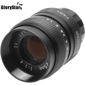 25 Mm Cctv F1.4 Tv Movie Lens + C Mount + Metalen Zonnekap Voor Nikon 1 V1 / J1 / V2 / J2 / J3 / V3 / S1 / S2 / AW1 / J4 / V1 / N1