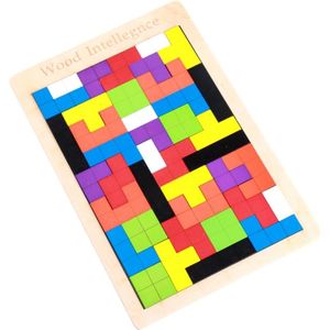 Houten Tetris Puzzel Speelgoed Voor Baby Kinderen Intellectuele Educatief Speelgoed Kinderen Kleurrijke Puzzel Speelgoed