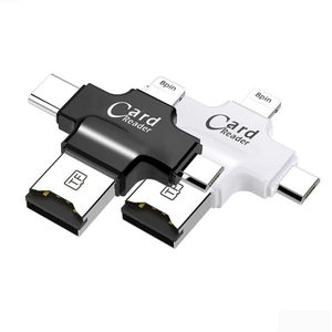 Kismo 4 in 1 Geheugenkaartlezer Micro SD Kaartlezer Type-C/Lightning/Micro USB OTG kaartlezer voor iphone 7 8 Samsung S8 S9