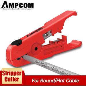 AMPCOM Kabel Draad Stripper Compressie Tool Coaxiale Kabel Stripper, Ronde Kabel, Cutter en Platte Kabel Strippen Tool