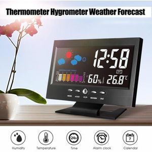 Weerstation Wekker Lcd-kleurenscherm Digitale Usb Temperatuur Vochtigheid Tijd Datum Display Wekker Digitale Klok