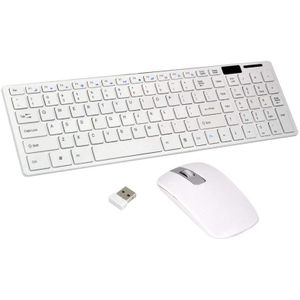 Wireless Slim Wit Toetsenbord + Draadloze Optische Muis Set Voor Pc En Laptop Handig En Compact Draadloze Muis En Toetsenbord