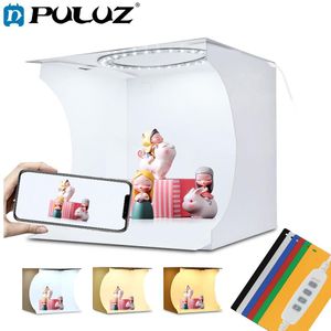 Puluz 20 Cm Mini Led Ring Licht Doos Lightbox Photo Studio Box Fotografie Licht Studio Schieten Tent Box Kit &amp; 6 Kleur Achtergronden