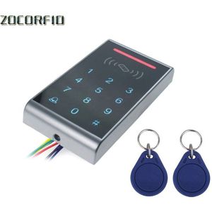 Blauwe Led Touch Toetsenbord 125Khz Rfid Toegangscontrole Systeem Touch Nummer Toetsenbord Ondersteuning Wg26 Poort + 10 Stuks Keyfobs