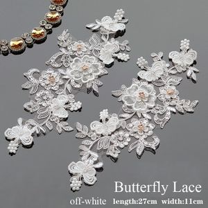 handmade embroidery butterfly lace applique with sequin in patches Wedding and headdress accessories Wide range of uses