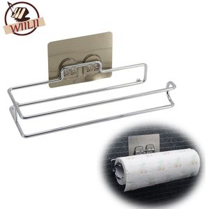 Roestvrij Staal Zuignap Toiletrolhouder Tissue Roll Houder Dispenser Hanger Wandmontage Badkamer Tool