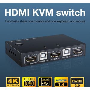 KVM HDMI Switch USB Switch Hub 4K HDMI Switcher Box 2 In 1 Switcher Voor PC Laptop HDTV PS4 xbox Met 2 Usb-kabel, 1 HDMI Kabel