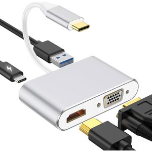 4 In 1 Type C Naar Hdmi Vga Adapter 4K Type C USB-C Hub Video Converters Adapter Voor Macbook usb 3.0 Docking Station