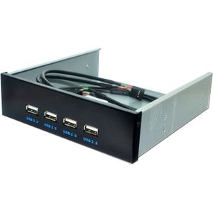 5.25 Inch Floppy Bay 4 Poorten USB 2.0 Hub USB2.0 Voorpaneel Uitbreiding Adapter Connector Beugel Met 9Pin Kabel Voor desktop