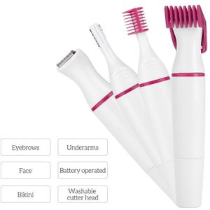 4 In 1 Vrouwen Ontharen Dame Scheerapparaat Elektrische Trimmer Vrouwelijke Scheren Machine Scheermes Bikini Trimmer Voor Gezicht Wenkbrauw Onderarm 101