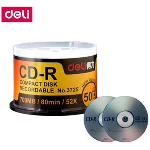 Deli 50 Stks/partij Deli 3725 CD-R Lege Schijven Recordable Compact Disc 700Mb/80Min/52x CD-R Leeg discs