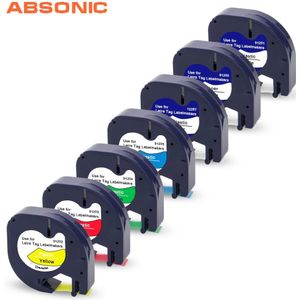 Absonic 7 Pack 91201 Compatibel Dymo Letratag Tape 12mm 91330 16952 91331 91332 Gemengde Kleur Label Tape voor Dymo letraTag lt-100h