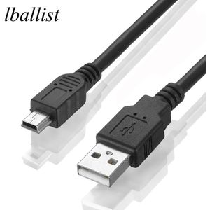 Lballist Mini 5Pin Usb-kabel USB 2.0 Type A Male naar Mini 5 P Mannelijke Folie Gevlochten 30 cm 50 cm 1 m 1.5 m 1.8 m 3 m 5 m