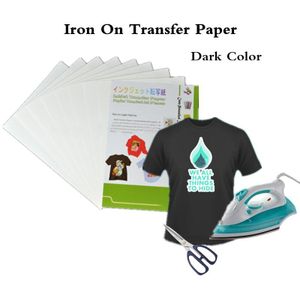 (A4*10 Vellen) ijzer Op Dark Inkjet Heat Transfer Papier Voor 100% Katoen T-shirts Voor Donkere En Lichte Stoffen Papel Thermische Transfer