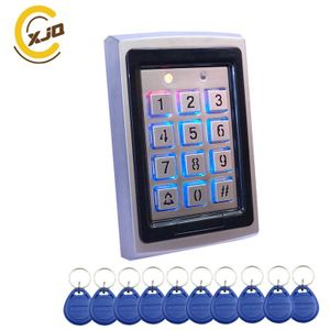 ! Xjq Rfid Metalen Toegangscontrole Toetsenbord Met Blauwe Achtergrondverlichting Kantoor Deur Access Controller + 10 Stuks 125 Khz keyfob Kaarten