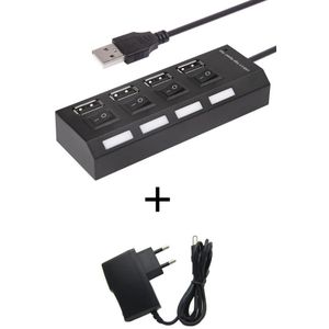 4 Port USB HUB USB 2.0 HUB Splitter High Speed Met Aan/Uit Schakelaar Multi LED Adapter Voor Tablet laptop Computer Notebook