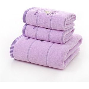 Xc Ushio 3 Stks/set 100% Katoen Lavendel Handdoek Set Een Stuk 70*140Cm Badhanddoek Twee Stukken 34*75Cm Gezicht Handdoeken Handdoek Set