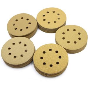 5in Schuren Schijven 100Pcs 60 80 120 150 220 Grit Schuurpapier Assortiment 8 Gaten Stofvrij Klittenband Willekeurige orbital Sander Papier