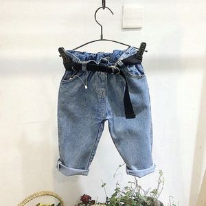 Kinderen Lange Jeans Broek Lente Baby Meisje Jongen Denim Losse Broek Peuter Kleding Mode Kinderen Jeans Met Riem Voor 2-7Years