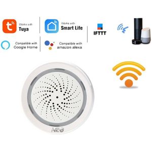 Abkt-Temperatuur Vochtigheid Alarm Sensor Wifi Sirene Tuya Smart Leven App Werken Met Echo Alexa Google Home Ifttt