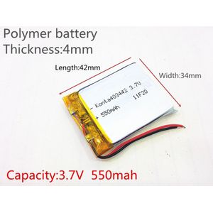 3.7 V 550 mAh 403442 Lithium Polymeer Li-Po li ion Oplaadbare Batterij cellen Voor Mp3 MP4 MP5 GPS PSP mobiele bluetooth