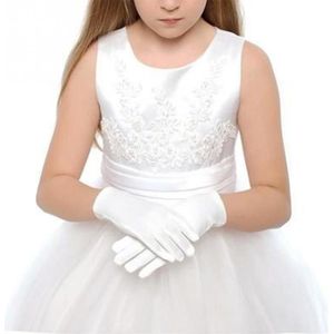 1 Paar Kid Handschoenen Wit Etiquette Handschoenen Korte Satijnen Voelen Jongen Hold Bloem Meisje Prestaties Dans Elastische Handschoenen